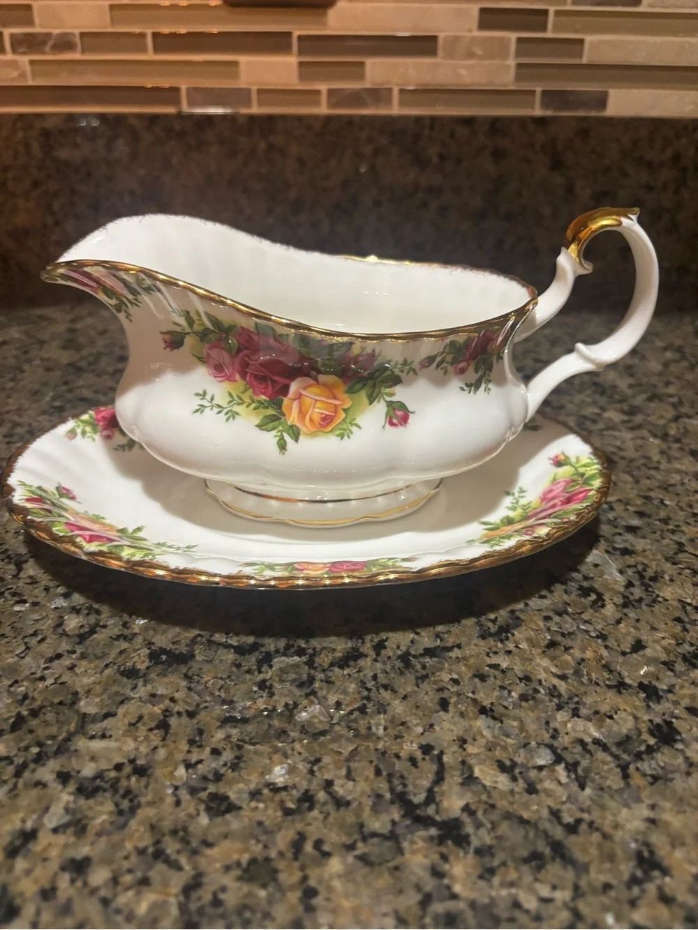 Vintage Royal Albert Old Country Rose Creamer, Sugar Bowl & Gravy Boat Set